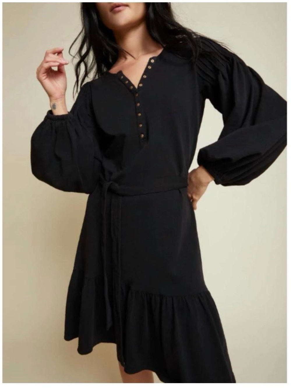 Nation LTD Flounce Mini Dress Black